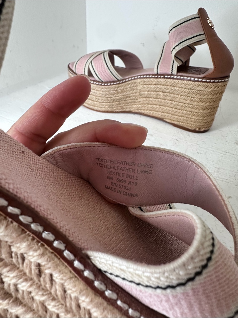 Tory Burch Pink Espadrille Wedge Sandals - Picture 6 of 7